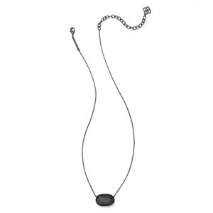 NWOT Kendra Scott Gunmetal Baguette Elisa Necklace in Black Drusy